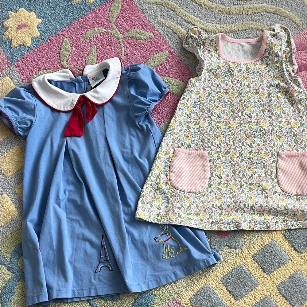 Charming Kids Dress Set with Blue and Floral Designs